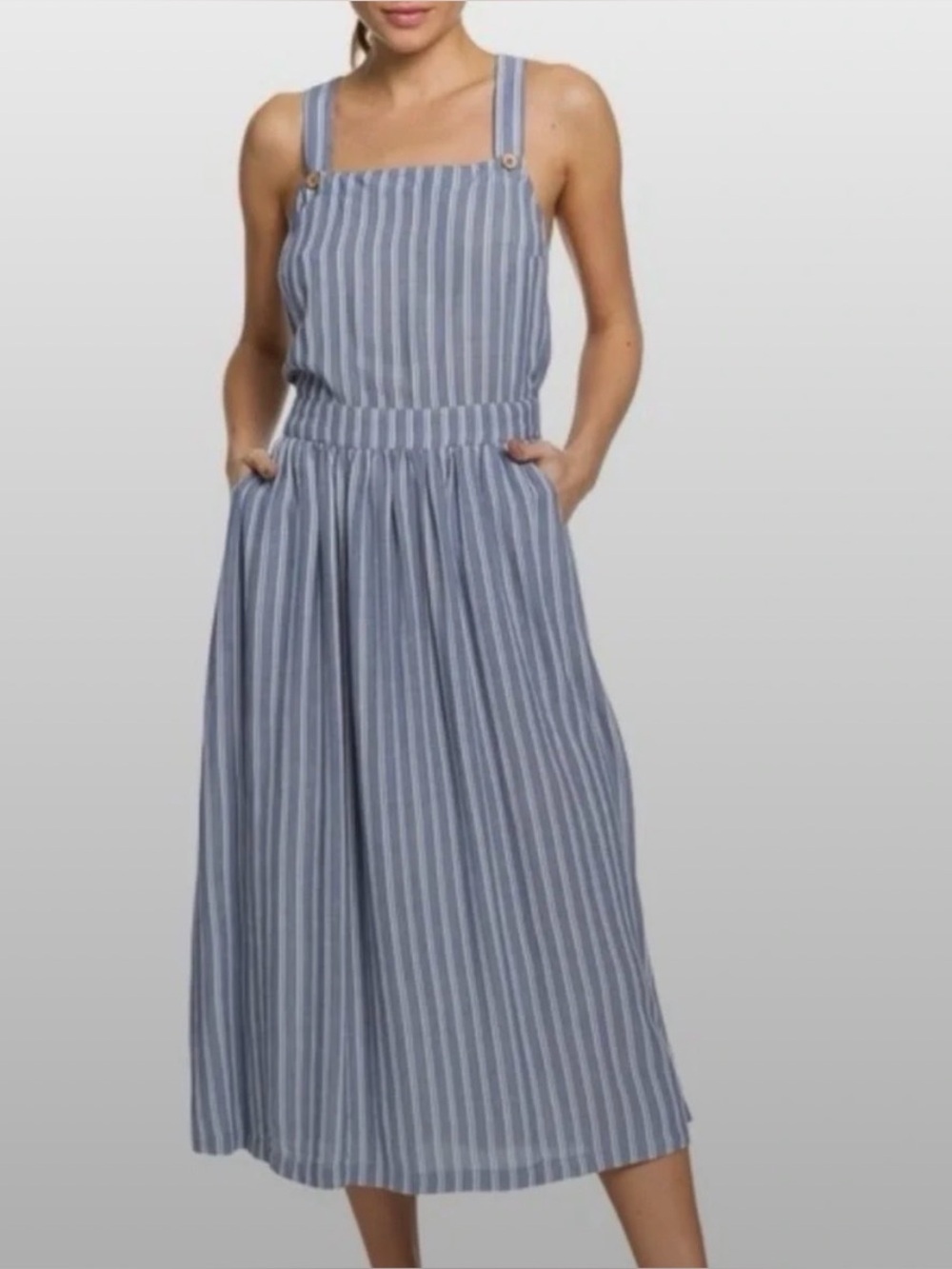 Roxy Blue and White Striped Midi Dress